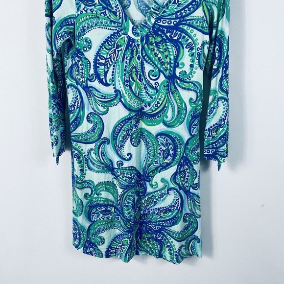 Lilly Pulitzer XS Rossmore T-Shirt Dress Keep It Current Poolside Blue 12326. - Picture 3 of 8
